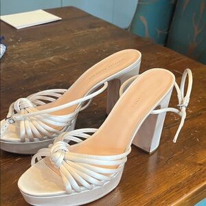 Loeffler Randall white / Silver Platform Heels